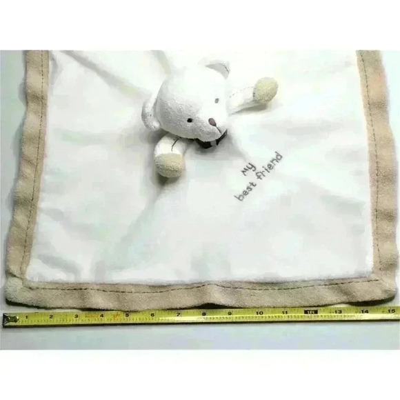 Carter's My Best Friend security blanket lovey rattle white beige 15 inches - Picture 6 of 7